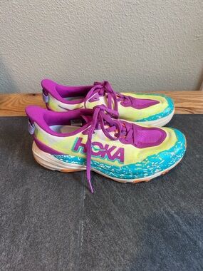Hoka Kids Running Shoes in Pink, Yellow, Teal